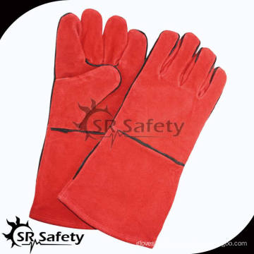 SRSAFETY long gants de soudure rouge équipement de sécurité fabriqué en Chine